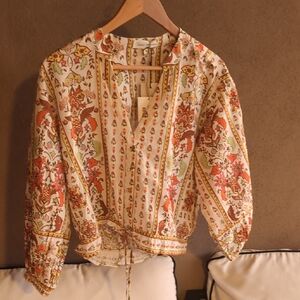 NWT Cara Cara Boho Floral Drawstring Perrin Blouse